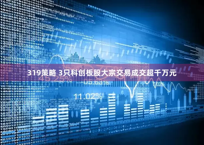 319策略 3只科创板股大宗交易成交超千万元